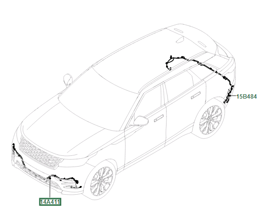 LR095109 Land Rover Кабель/дріт парктроника бампера, переднього