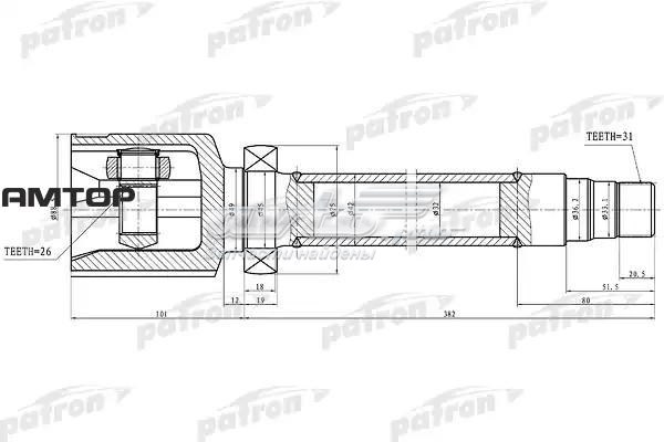 ШРУС внутрішній, передній, правий PCV1325 Patron