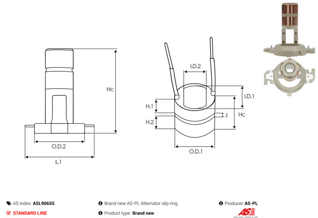 Купити ASL9065S AS/Auto Storm Колектор ротора генератора