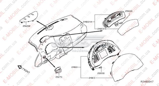 Щиток приладів додатковий Nissan/Infiniti 248103NL0B ціна, від 101.06 USD