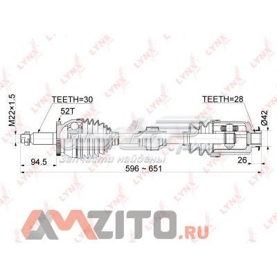 Піввісь передня, права Lynxauto CD1061A ціна, від 113.66 USD