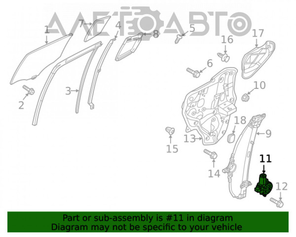 Мотор стеклоподъемника двери передней, левой MAZDA D6515958XB