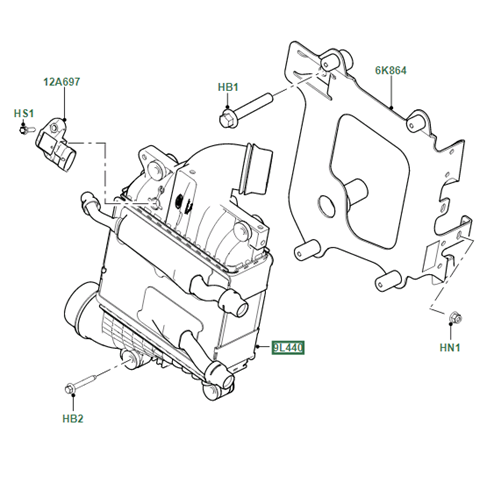 LR092321 Land Rover Охолоджувач наддувочного повітря