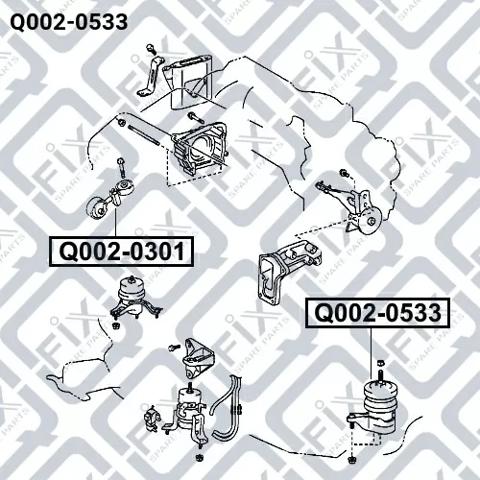 Подушка (опора) двигуна, ліва Q0020533 Q-fix