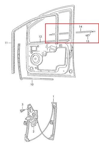 Ущільнювач скла передніх дверей лівої, зовнішній (планка) на Volkswagen Sharan (7M8, 7M9, 7M6)