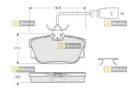 BDS207 Starline Колодки гальмівні задні, дискові
