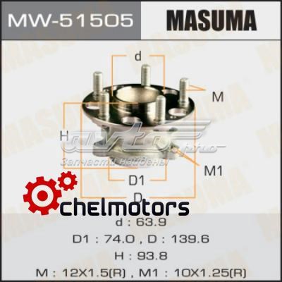 Купити MW51505 Masuma Підшипник ступиці колеса