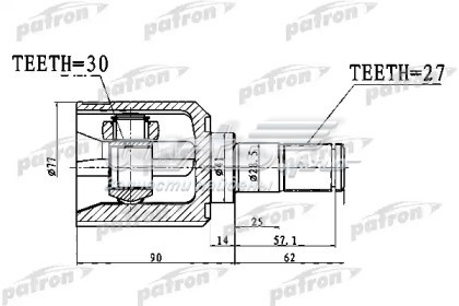 ШРУС внутрішній, передній PATRON PCV1760