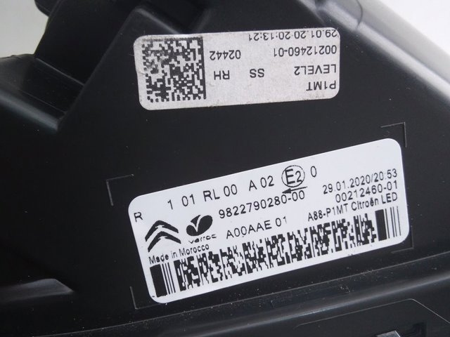 Фара денного світла, права Peugeot/Citroen 9822790280