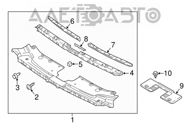 Накладка верхня передньої панелі/супорту радіатора TK4850720E Mazda