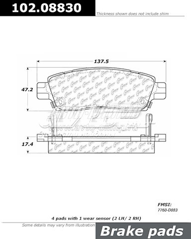 Задні гальмівні колодки 10208830 Centric Parts