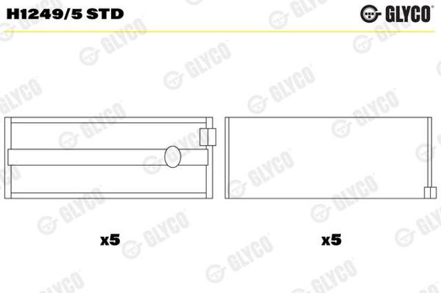 H12495STD Glyco Вкладиші коленвала, корінні, комплект, стандарт (STD)