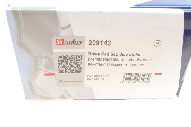 Передні тормозні колодки 209143 Solgy