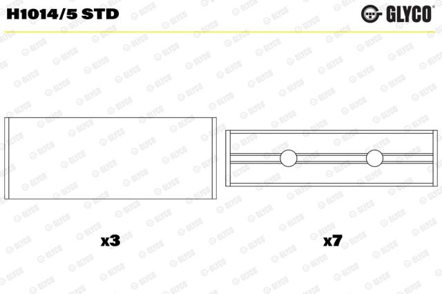 Вкладиші колінвала, корінні, комплект, стандарт (STD) Glyco H10145STD