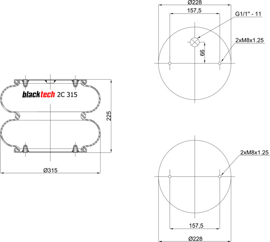 Пневмоподушка/Пневморессора моста Sampa Otomotiv‏ SP553002P22 ціна, від 62.44 USD