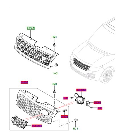 Решітка радіатора LR055881 Land Rover