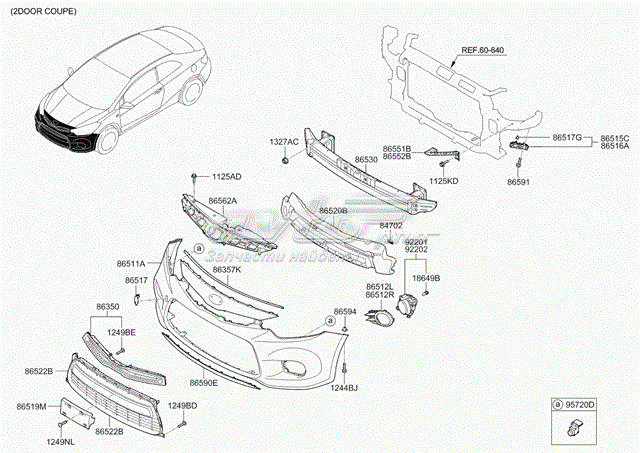 Решітка радіатора 86350A7810 Hyundai/Kia