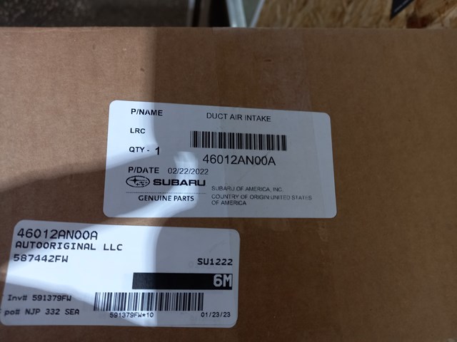 Повітрозабірник повітряного фільтра Subaru 46012AN00A ціна, від 91.56 USD