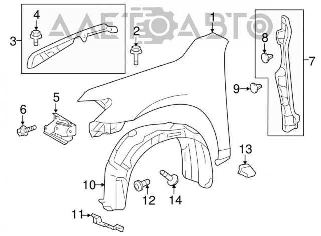 5387506120 Toyota Підкрилок переднього крила, правий