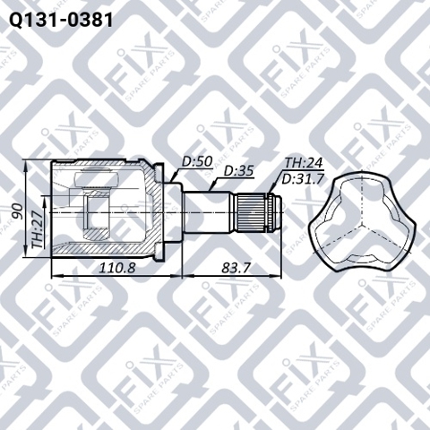 Шарнір кутових швидкостей передній лівий Q-fix Q1310381 ціна, від 40.63 USD