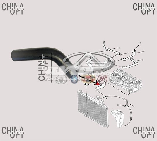 Купити 1602198180 Geely Шланг/патрубок радіатора охолодження, верхній