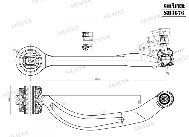 Важіль передньої підвіски нижній, лівий SM3676 Shafer