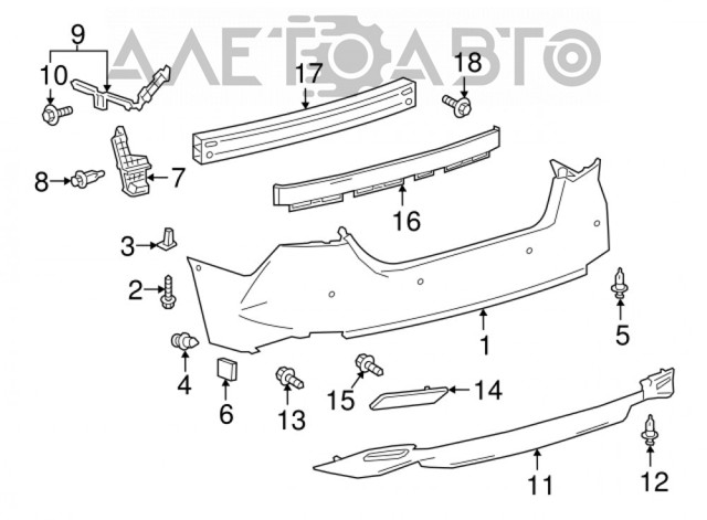Кожух бампера заднього FPS FP7053950 ціна, від 67.64 USD
