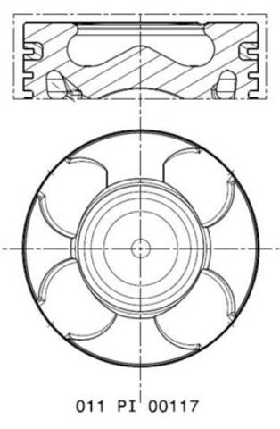 Поршень в комплекті на 1 циліндр, 2-й ремонт (+0,50) 011PI00117002 Mahle Original