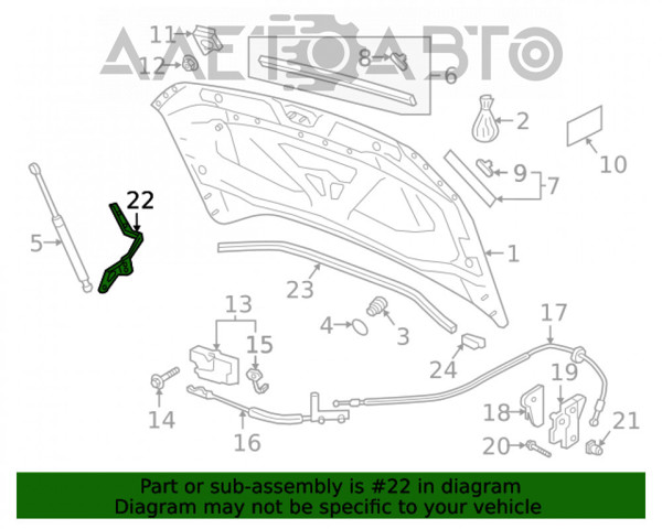 Завіса капота права FPS FP7445286 ціна, від 48.04 USD
