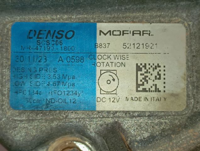 Компресор кондиціонера 52121921 Fiat/Alfa/Lancia