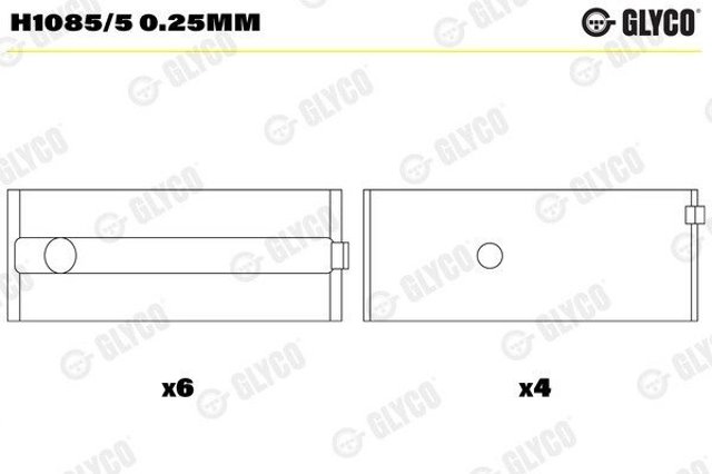 Вкладиші коленвала, корінні, комплект, 1-й ремонт (+0,25) Glyco H10855025MM ціна, від 39.12 USD