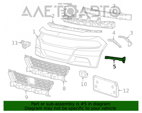 Купити 68226545AB Chrysler Направляюча переднього бампера, ліва