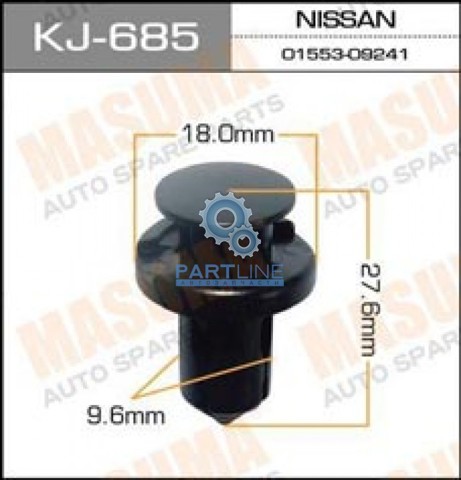 Пістон (кліп) кріплення бампера, переднього KJ685 Masuma