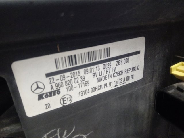 Купити A9608200239 Mercedes Основна фара в зборі ліва