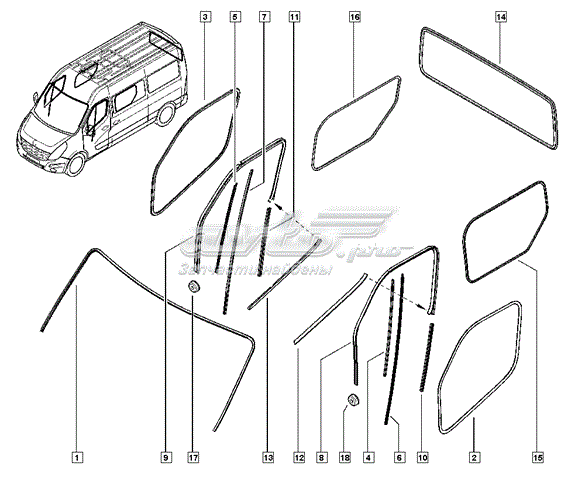 Молдинг лобового скла Renault Master 3 (EV, HV, UV) (Рено Мастер)