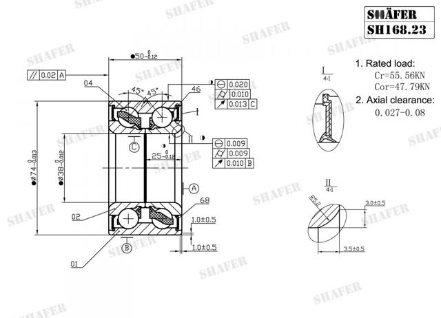 Комплект підшипник маточини передньої Shafer SH16823 ціна, від 13.40 USD