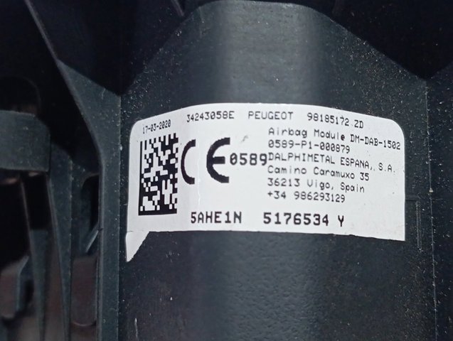 Купити 98185172ZD Peugeot/Citroen Подушка безпеки водія