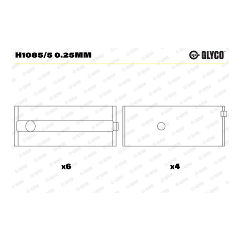 H10855025MM Glyco Комплект підшипників ковзання коленвалу