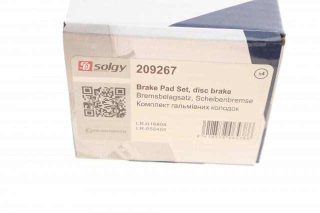 209267 Solgy Колодки гальмівні задні, дискові