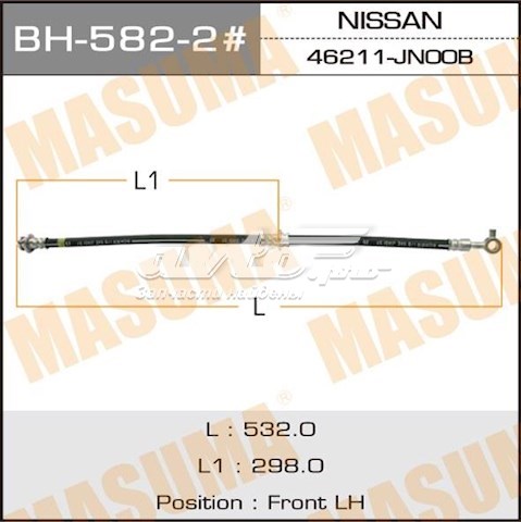 BH5822 Masuma Шланг гальмівний передній, лівий