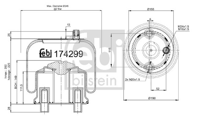 A9703200021 Mercedes Ресора пневматичної підвіски