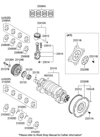 Вкладиші колінвала, корінні, комплект, 1-й ремонт (+0,25) 2102023921 Hyundai/Kia