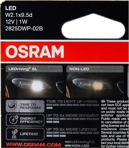Лампочка плафону освітлення салону/кабіни Osram 2825DWP2BL