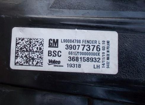 Задня ліва зовнішня фара General Motors 39077376 ціна, від 180.12 USD