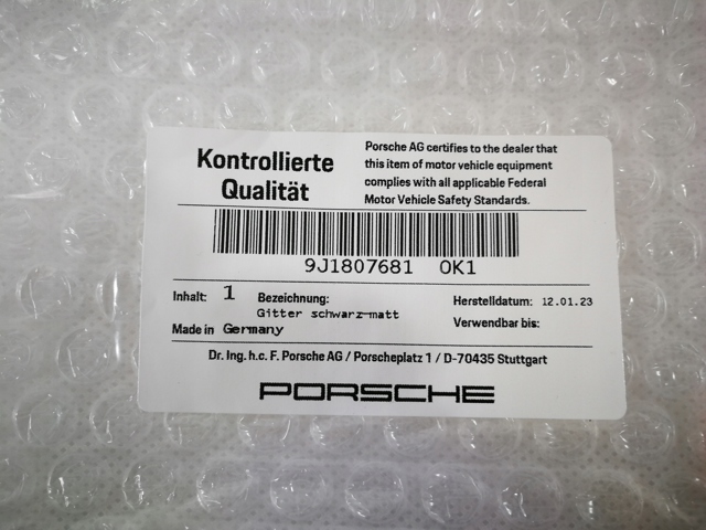 Решітка переднього бампера, ліва Porsche 9J1807681OK1 ціна, від 59.90 USD