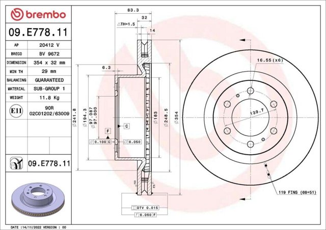 Гальмівні диски передні 83076162 R1 Concepts