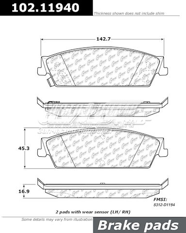 Задні гальмівні колодки 10211940 Centric Parts