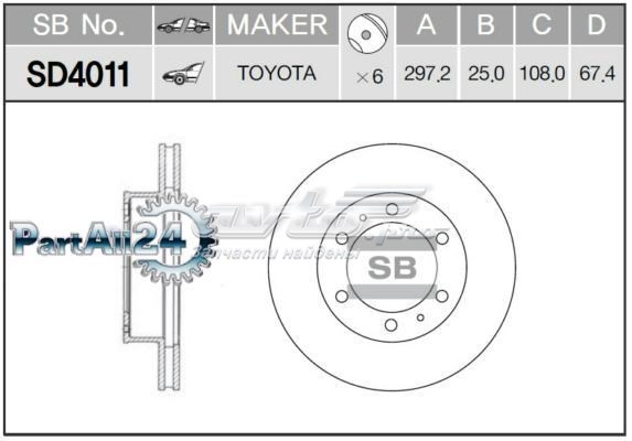 Диск переднього гальма Sangsin SD4011 ціна, від 40.00 USD