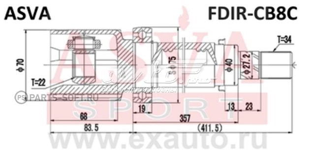ШРКШ внутрішній, передній, правий Asva FDIRCB8C ціна, від 22.39 USD