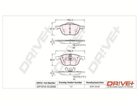 Колодки гальмівні передні, дискові DP1010100006 Dr!ve+